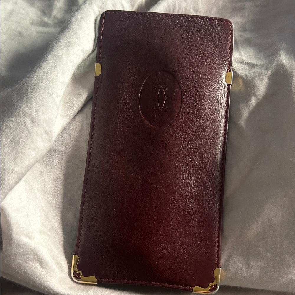 Cartier brown Leather eye glass  Holder with Gold Details